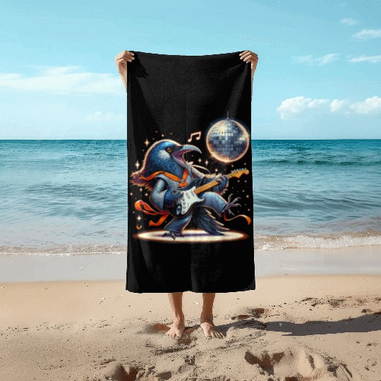 Disco Ball Guitar Raven Beach Towels