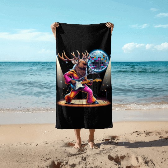 Disco Ball Guitar Elk Beach Towels