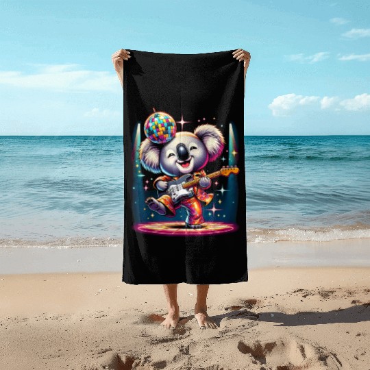 Disco Ball Guitar Koala Beach Towels