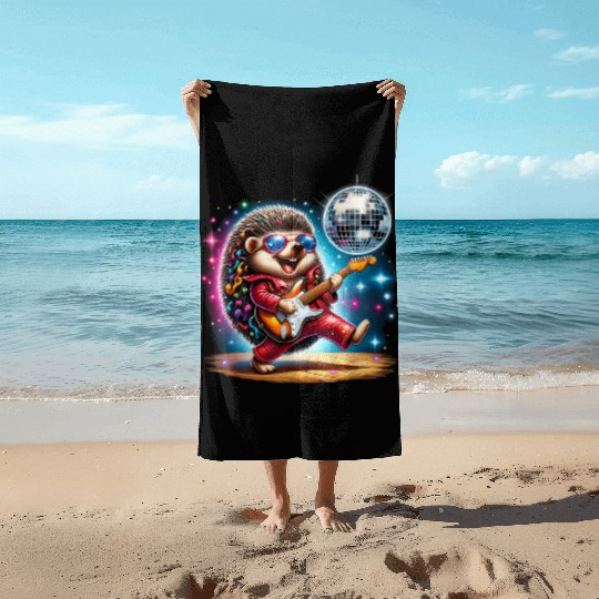Disco Ball Guitar Hedgehog Beach Towels