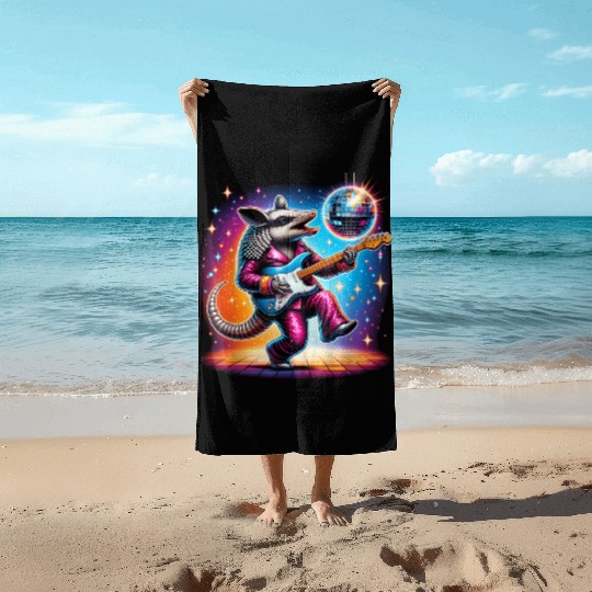 Disco Ball Guitar Armadillo Beach Towels