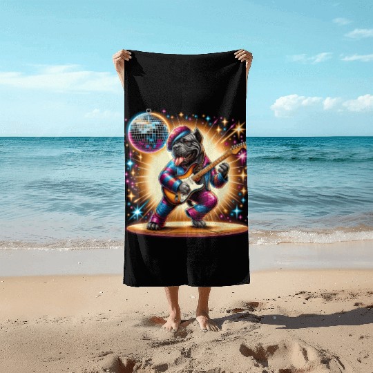 Disco Cane Corso dog Beach Towels