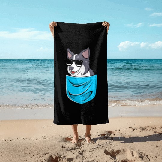 Funny Dog Border Collie Wearing Sunglasses Beach Towels