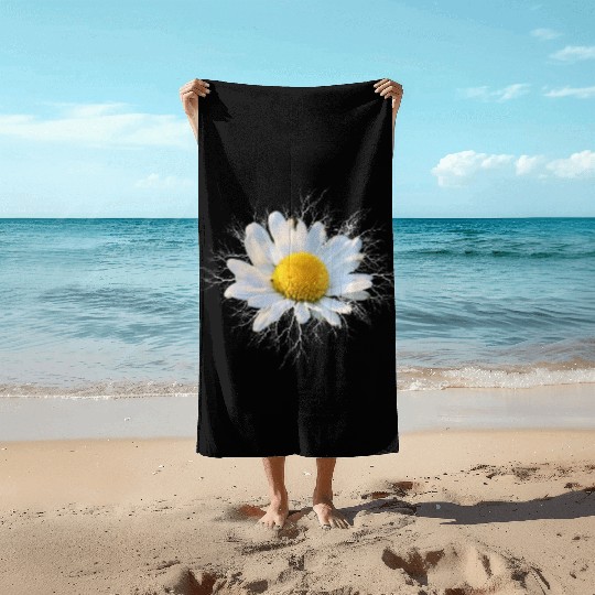 marguerite daisy daisies white flower Beach Towels