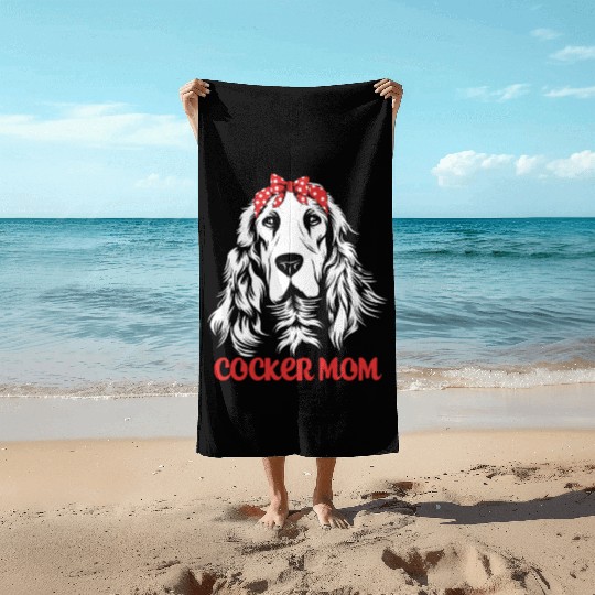 Cute Dog Hair Bow Cocker Spaniel Mom Cocker Mom Beach Towels