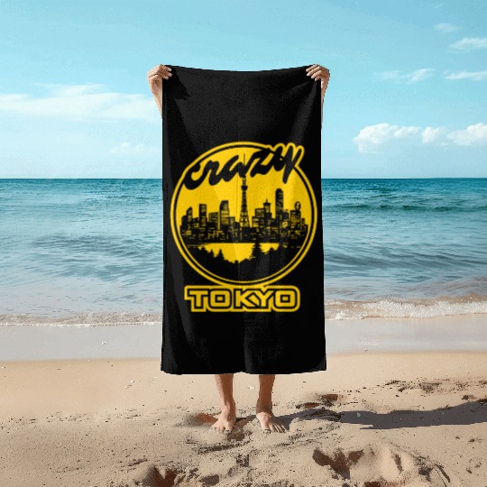 Crazy yellow Tokyo Beach Towels
