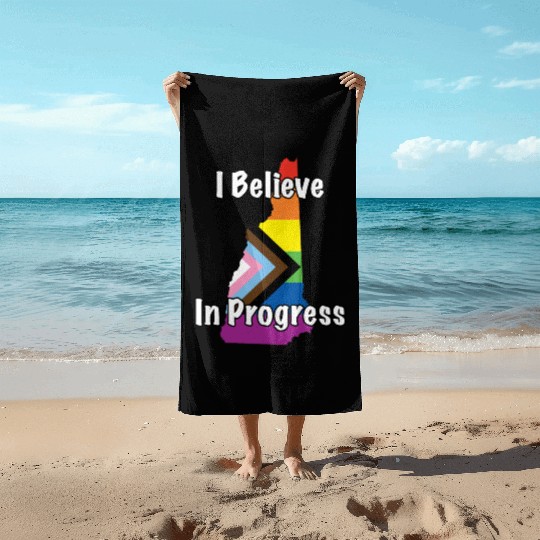 New Hampshire Pride Believe in Progress Flag Beach Towels
