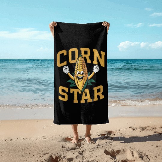 Funny Farm Food Beach Towels Corny Cob Farmer Corn Star