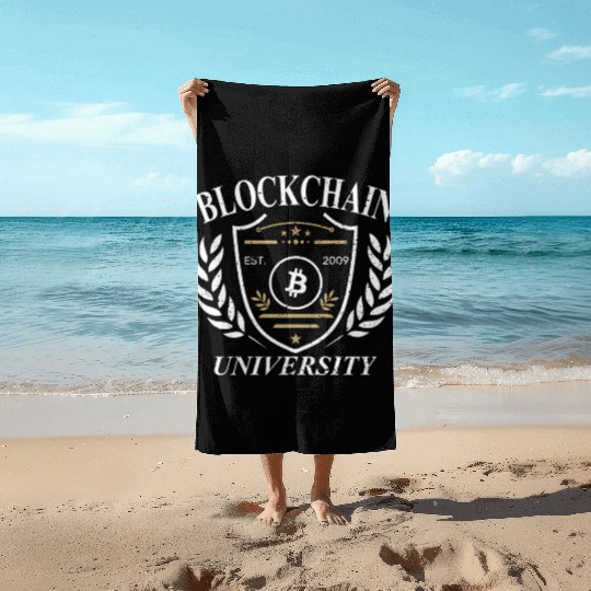 University of Blockchain Bitcoin retro vintage Beach Towels