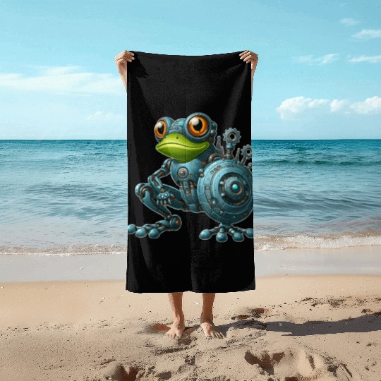 Cyborg Frog Toad Newt Robot Mech Design Beach Towels