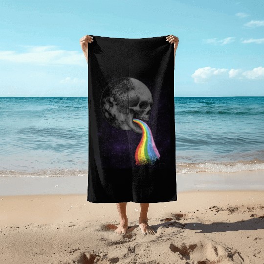 Skull Design with Rainbow. Concert Festival Beach Towels