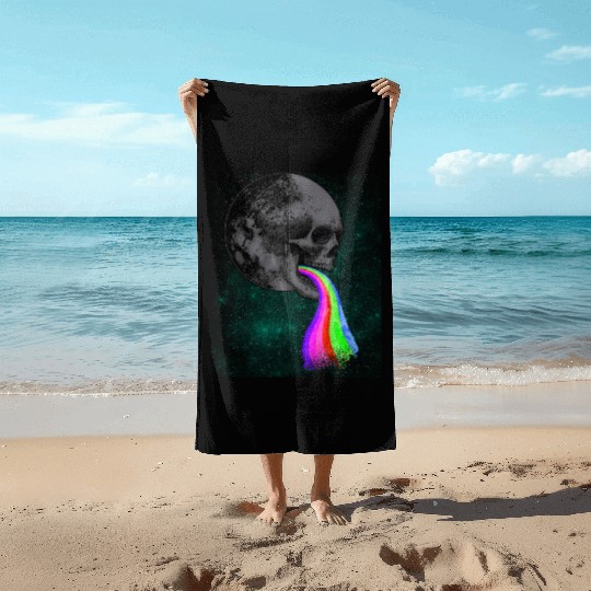 Skull Design with Rainbow. Concert Festival Beach Towels