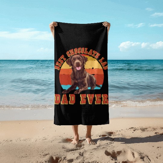 Brown Labrador BEST CHOCOLATE LAB DAD EVER Men Beach Towels