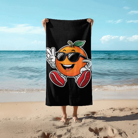 Funny Orange Fruit Relaxing Beach Towels
