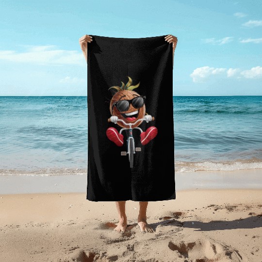 Coconut Cycling On Bike Realistic Beach Towels
