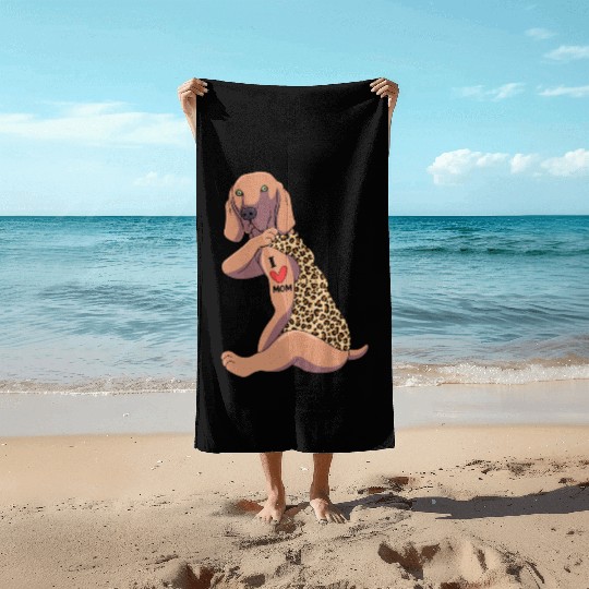 Weimaraner Mom Tattoo Dog I Love Mom Dog Beach Towels
