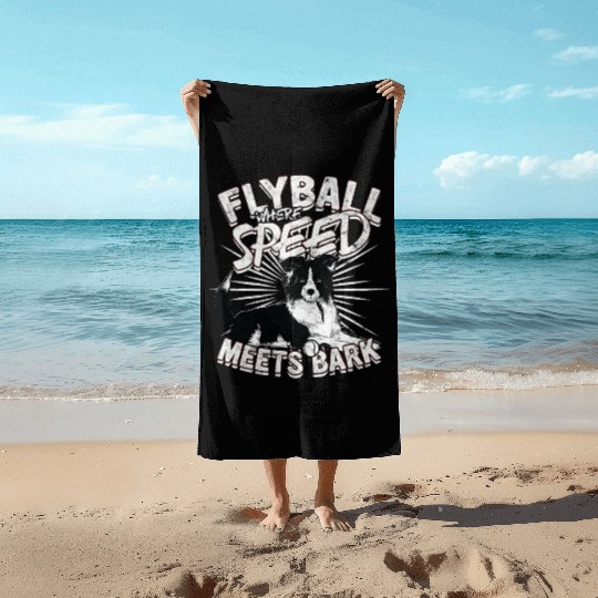 Flyball Where Speed Meets Bark Border Collie Dog Beach Towels