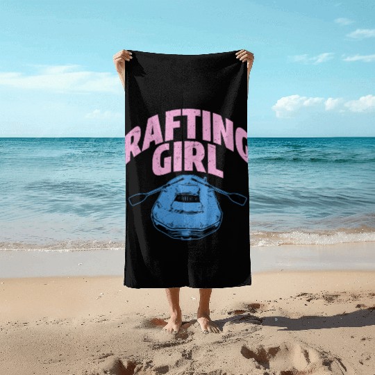 Rafting Girl White Water Wild River Paddling Beach Towels