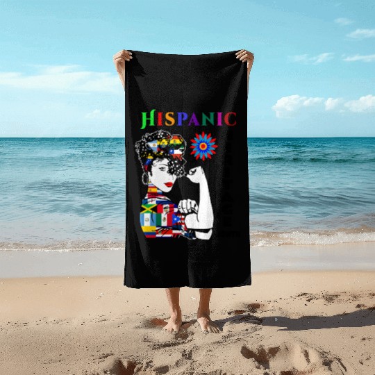 Hispanic Heritage Month Latino Countries Flag Beach Towels