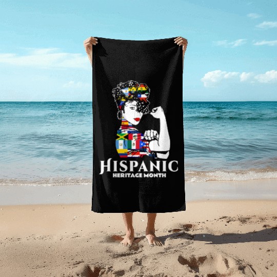 Hispanic Heritage Month Latino Countries Flag Beach Towels