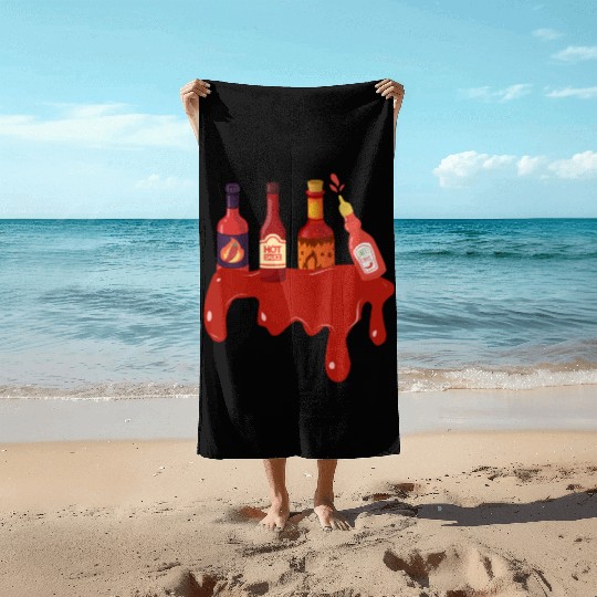 Hot Sauce Hot Sauces Foodie Tea Spicy Hot Beach Towels