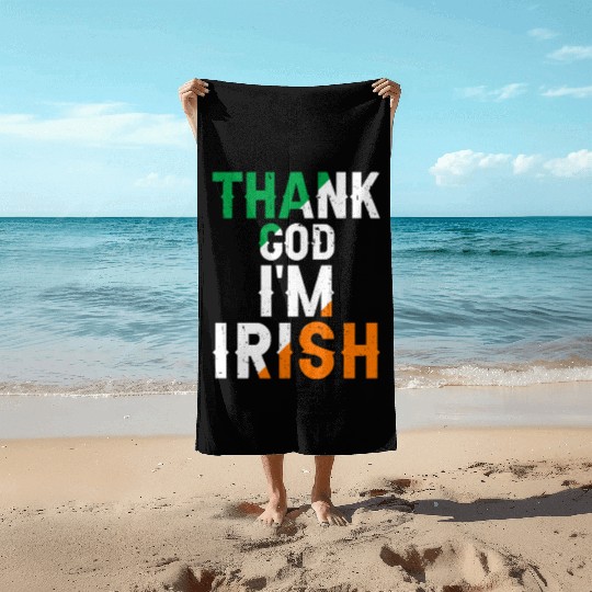 St Patricks Thank God Im Irish Premium Beach Towels