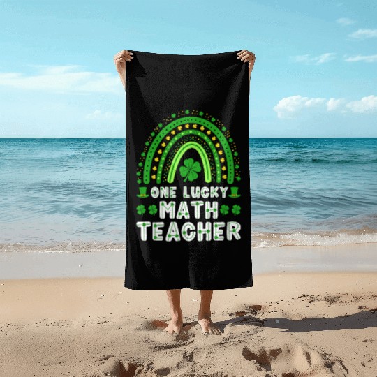 St Patricks Day One Lucky Match Teacher Ireland Beach Towels