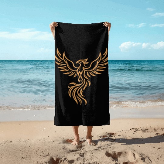 Phoenix Majestic Tribal Art Bird Fire Symbol Beach Towels