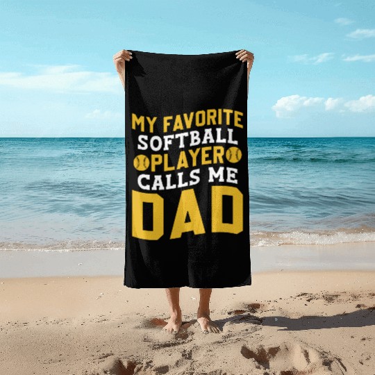 Calls Me Softball Dad Funny Daddy Father's Day Beach Towels