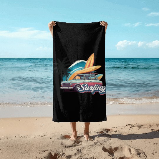 Surfing Car Beach Towels