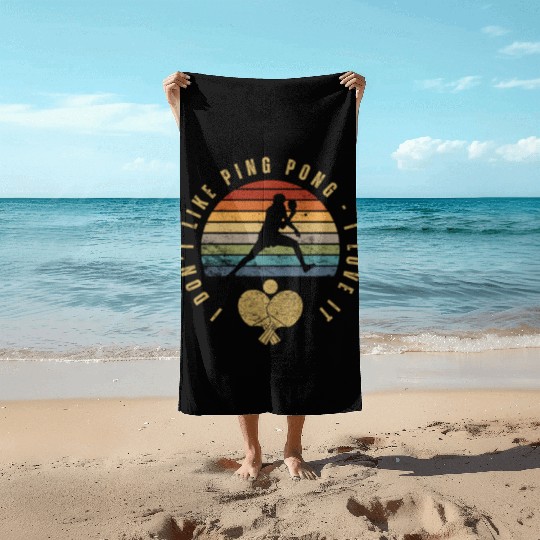 I Love Ping Pong Funny Ping Pong Player Beach Towels
