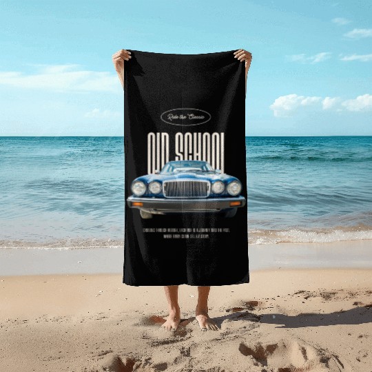 old school muscle car Beach Towels