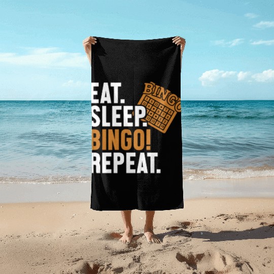 Eat Sleep Bingo Repeat Caller Daubers Beach Towels