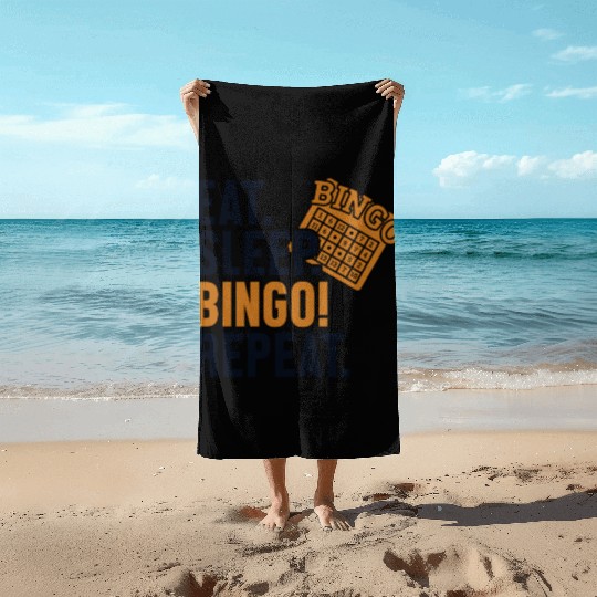 Eat Sleep Bingo Repeat Caller Daubers Beach Towels