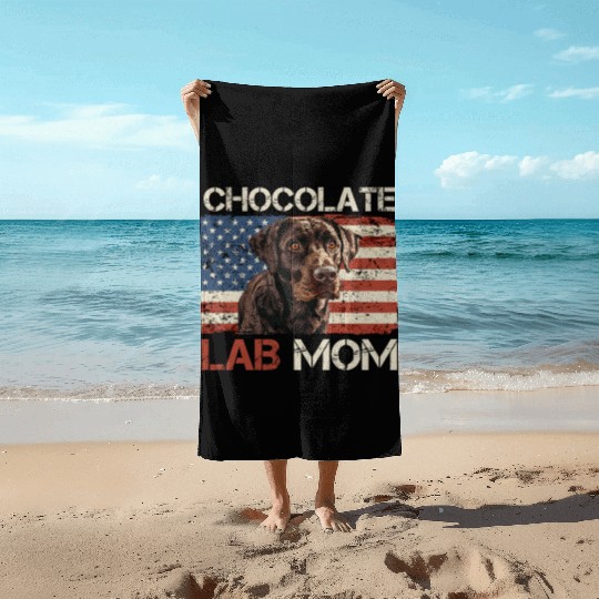 Labrador Retriever CHOCOLATE LAB MOM Labrador Beach Towels