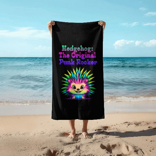 Cute Punk Rock Hedgehog: The Original Rebel Beach Towels