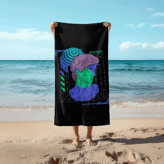 Cyberpunk Style Synthwave Gaming Beach Towels