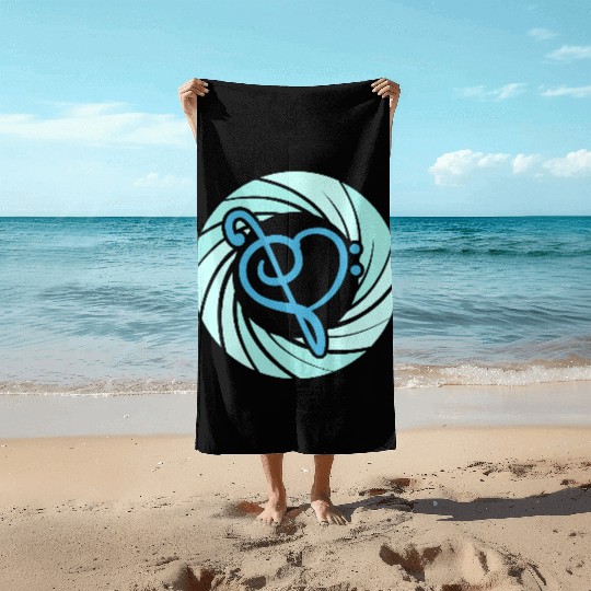 Music Bass Clef Heart Love Note Treble Sound Logo Beach Towels
