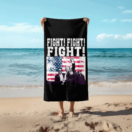 Trump Fight Fight Fight American USA FLAG DESIGN Beach Towels