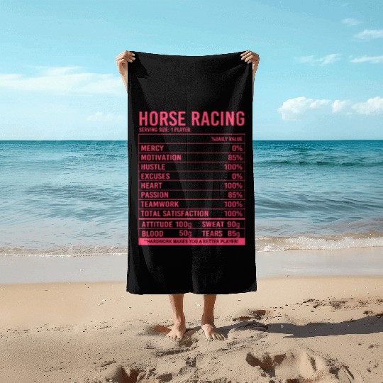 Funny Equestrian Horse Racing Nutritional Facts Beach Towels