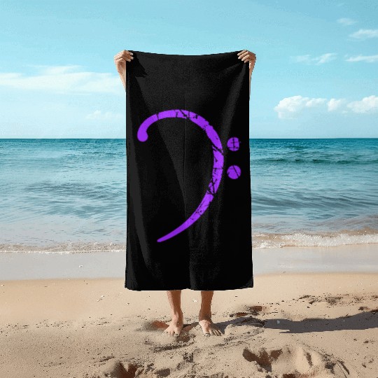 Music Bass Clef Note Sound Vintage Retro Scratches Beach Towels