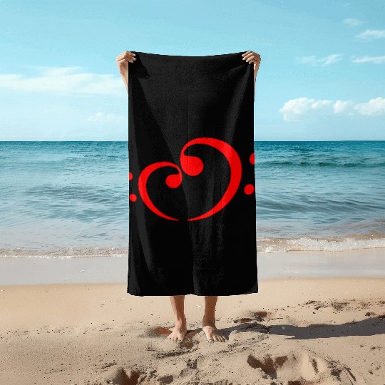 2 Music Bass Clef Heart Love Note Two Treble Sound Beach Towels
