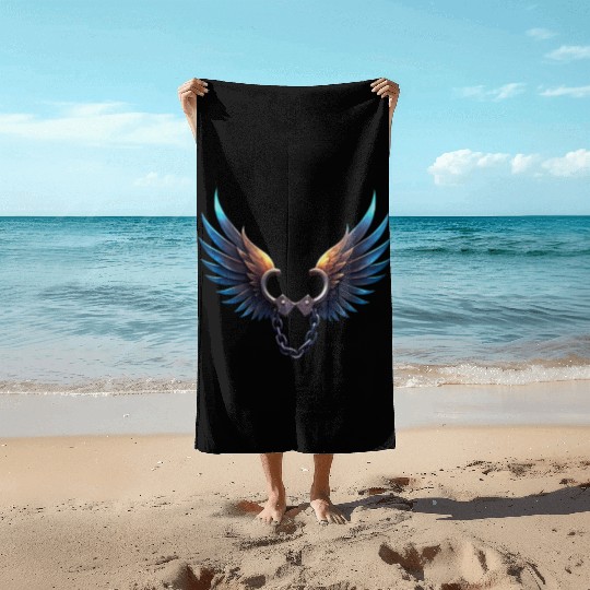 Handcuffs Flapping Their Wings To Freedom Beach Towels