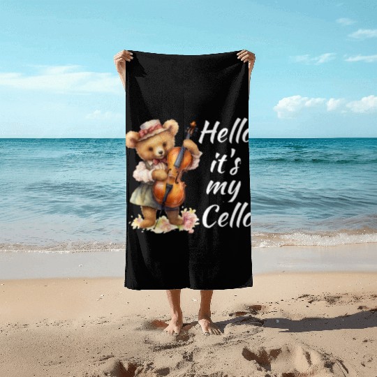Hello it's my Cello Orchestra Musicians Beach Towels