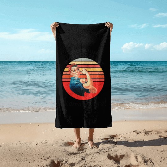 Grab him by the ballot #kamala is brat - Retro Beach Towels