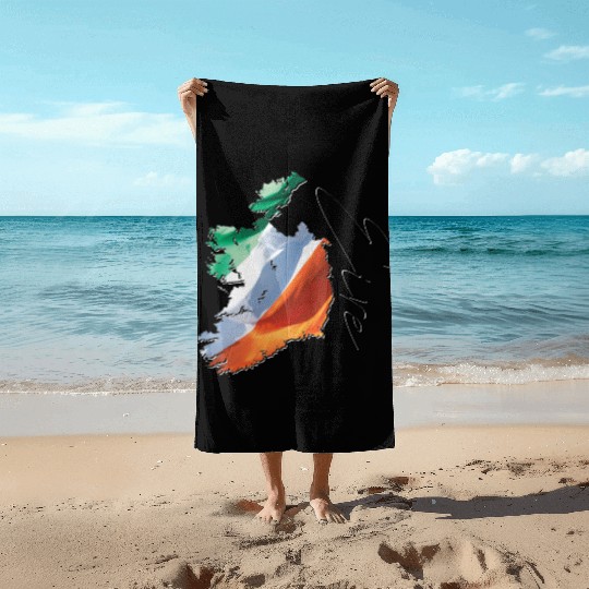 Ireland | Real Flag | Flag Map IR Beach Towels