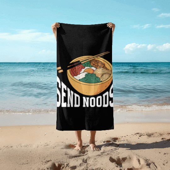 Send Noods Funny Japanese Ramen Noodle Beach Towels