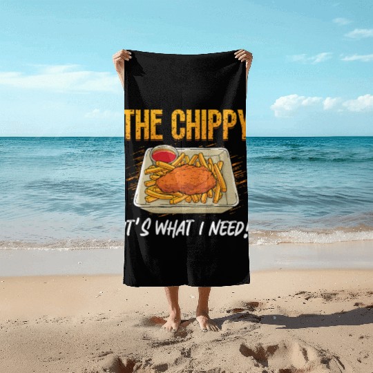 Fish And Chips The Chippy It's British Street Food Beach Towels