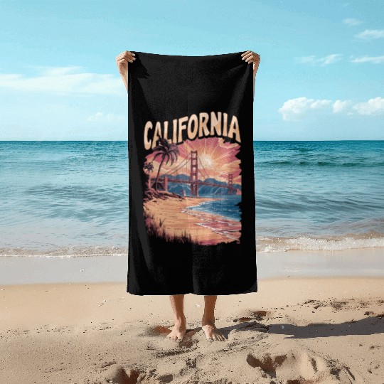 CALIFORNIA GOLDEN GATE BRIDGE BAY AREA Beach Towels
