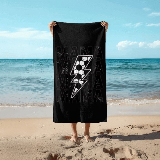Soccer Mama Lightning Bolt Beach Towels